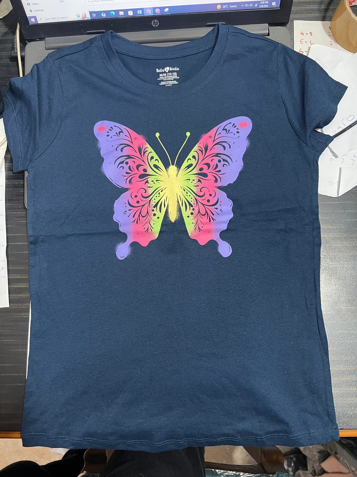 Navy Butterfly Printed T-shirt for Girls