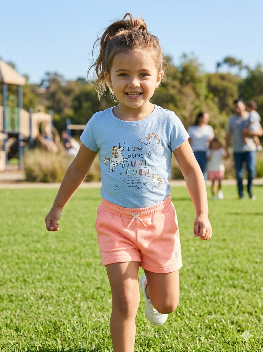 Blue Unicorn Printed 2 PC Set for Girls
