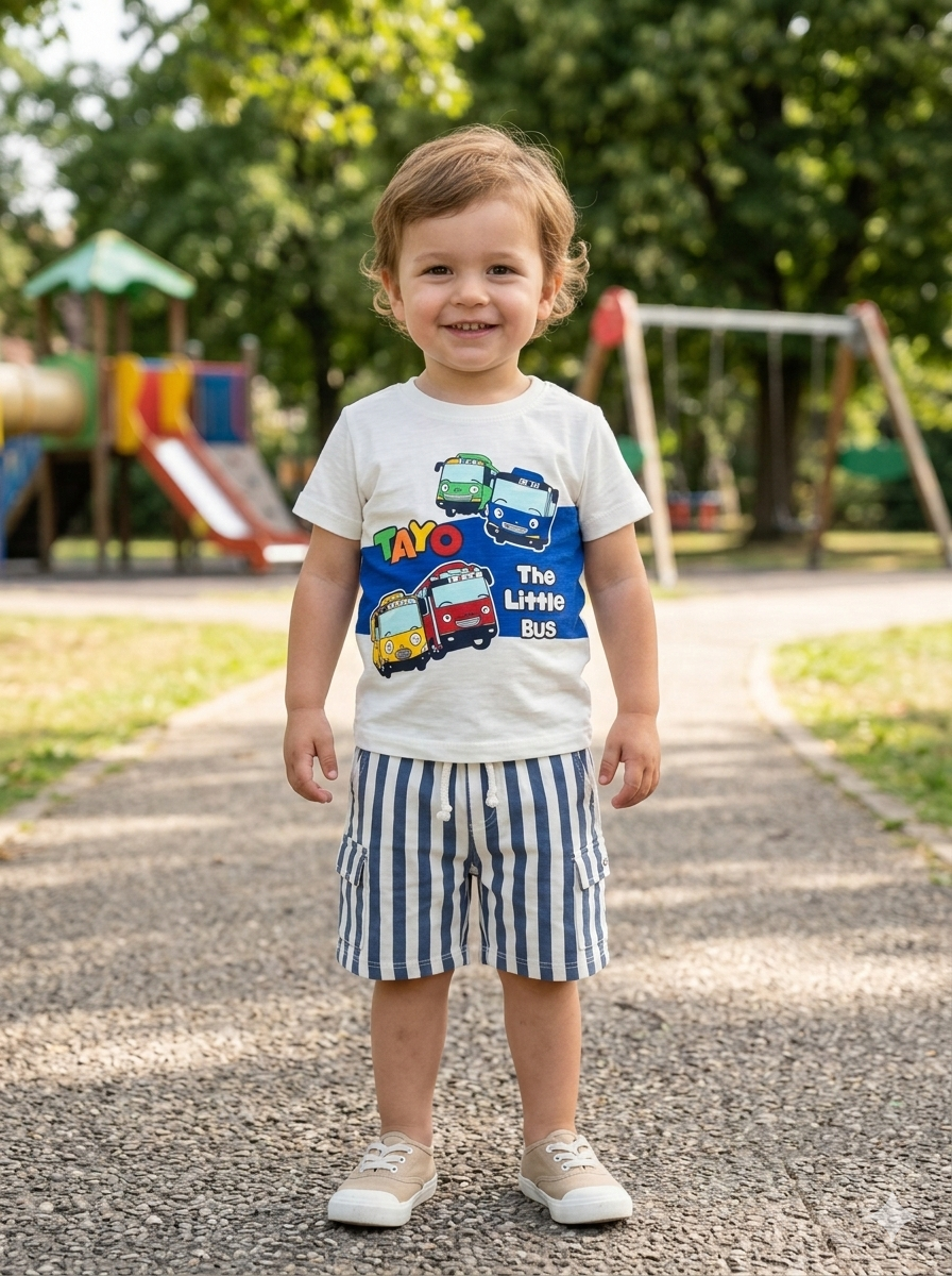 Tayo Bus Printed 2 PC Set for Boys