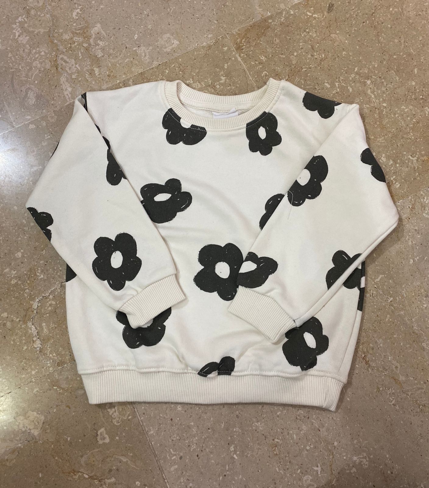 Black Flower Printed Sweatshirt