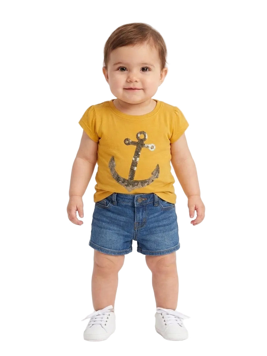 Branded Yellow T-shirt for girls 6-9 months (minor defect)