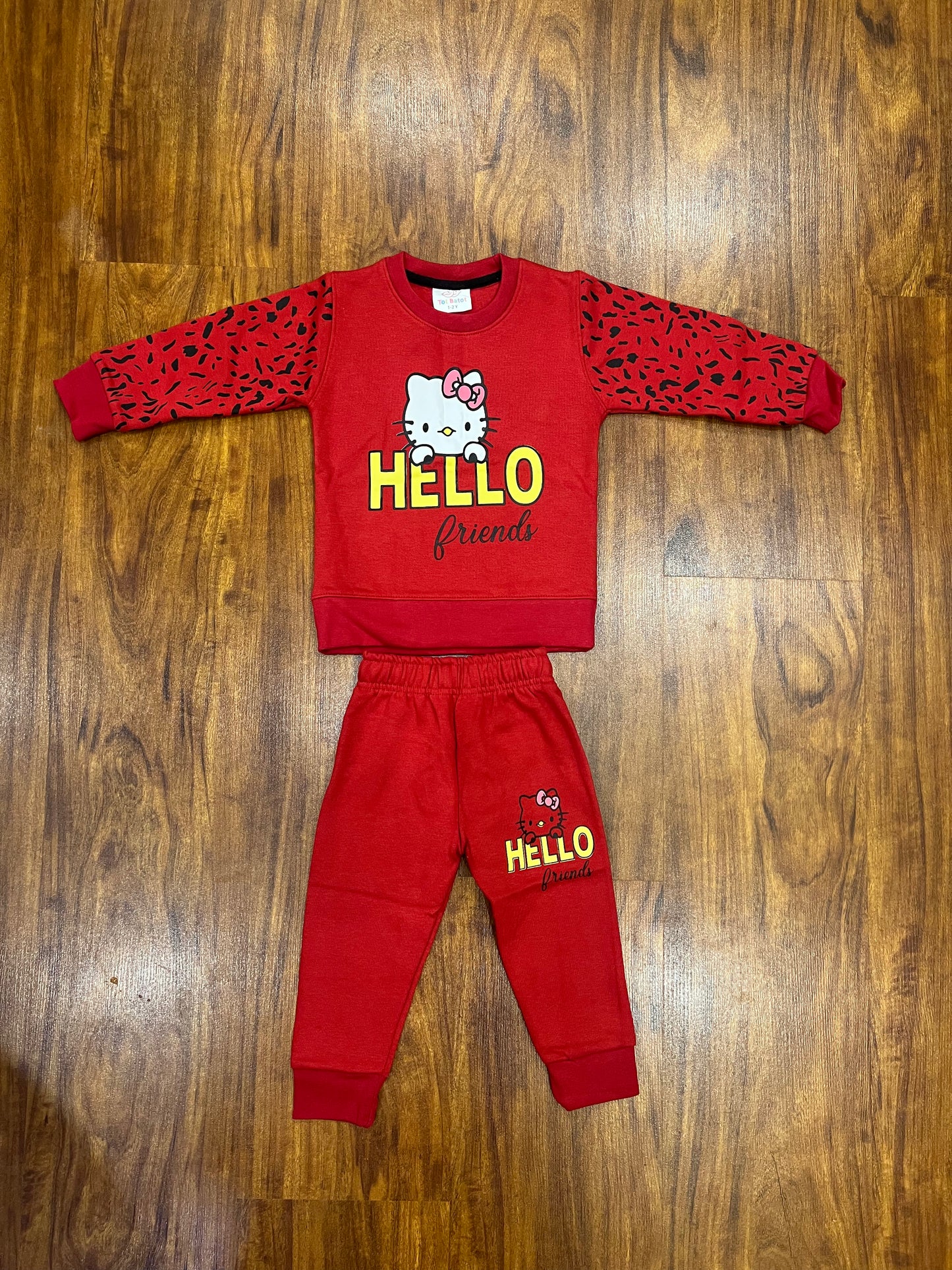Red Hello Kitty Printed Girls Winter Tracksuit