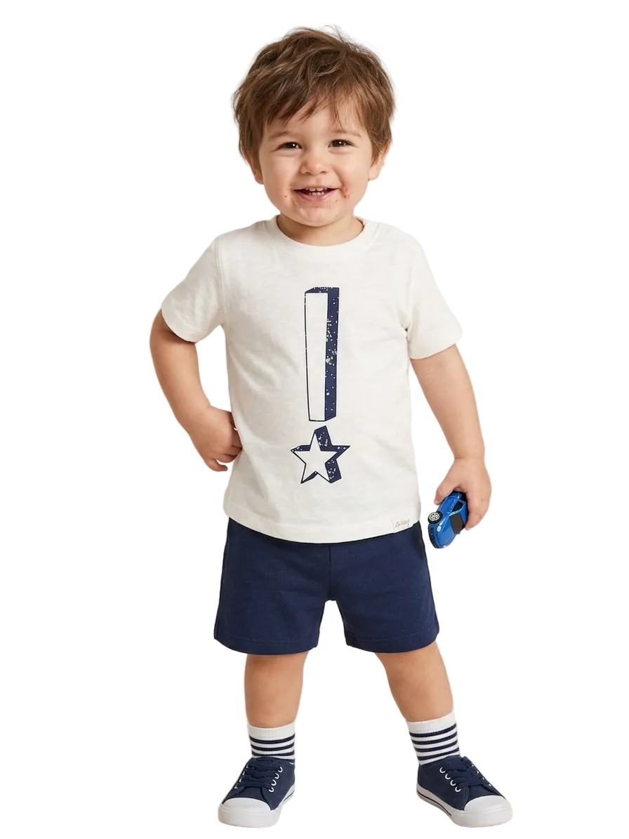 White Printed Boys tshirt (Minor Defect)