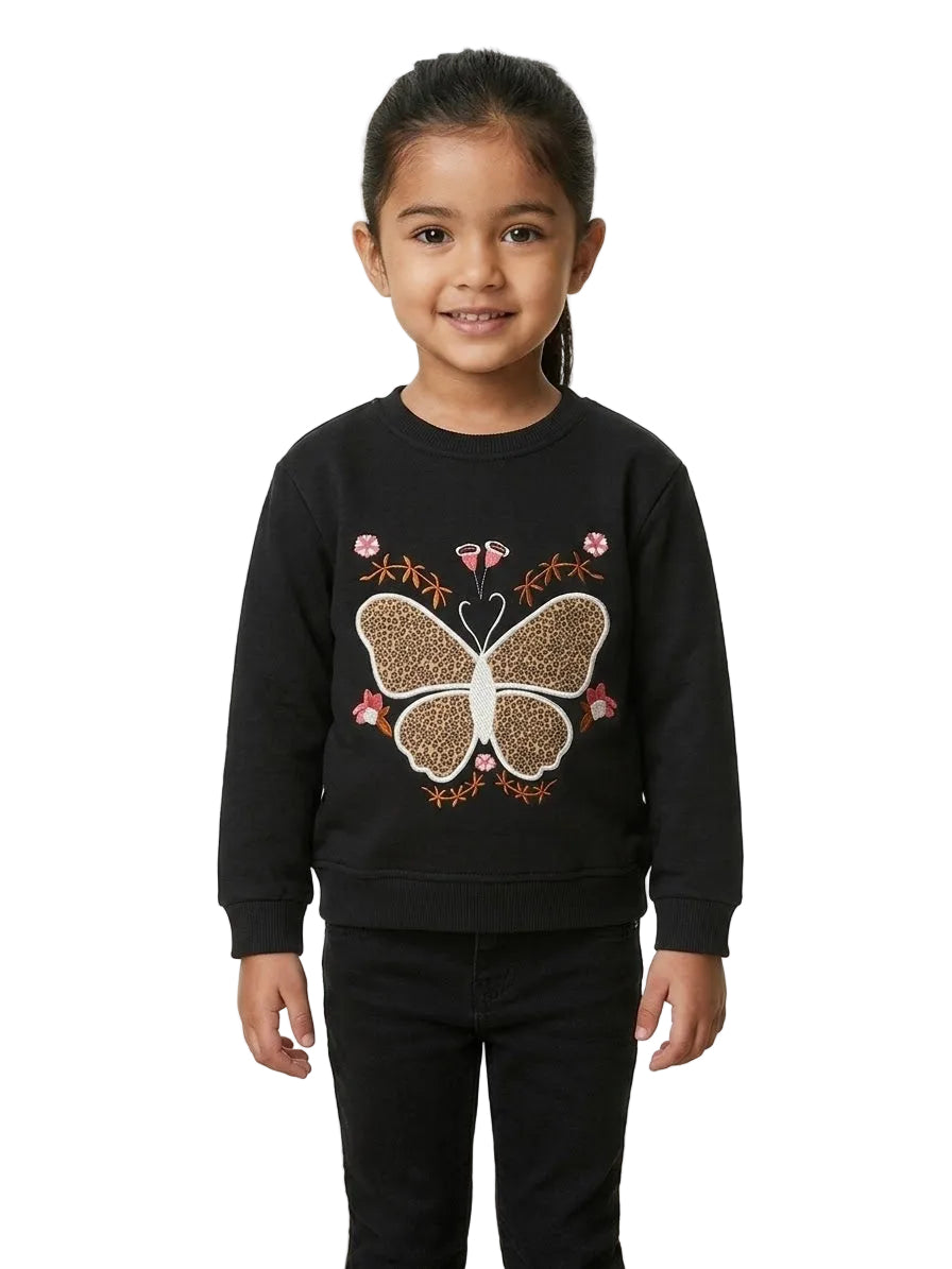 Butterfly Embroidered Sweatshirt for Girls