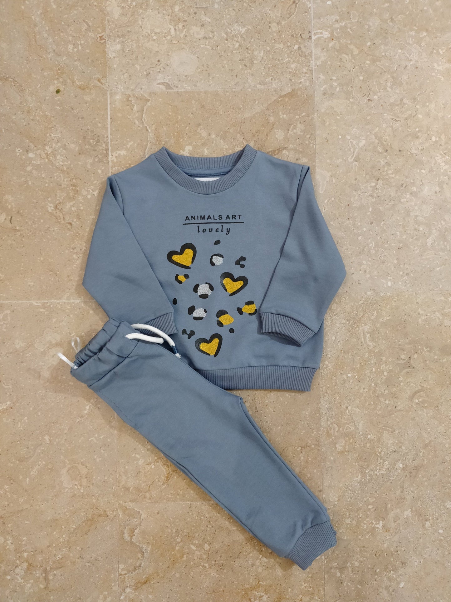 Grey 2 PC Printed Set for Girls