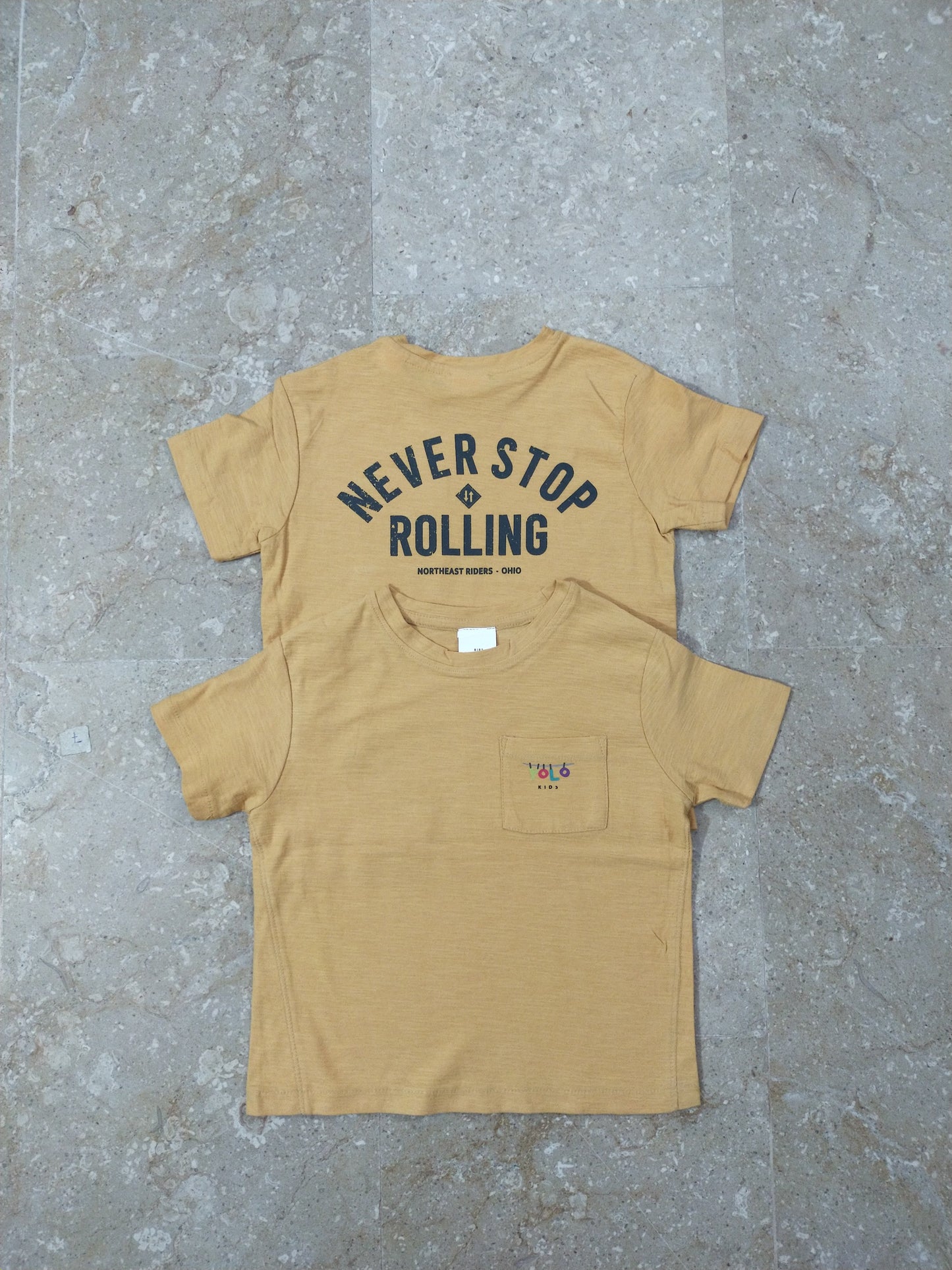 Mustard Back Printed Summer Tee for kids