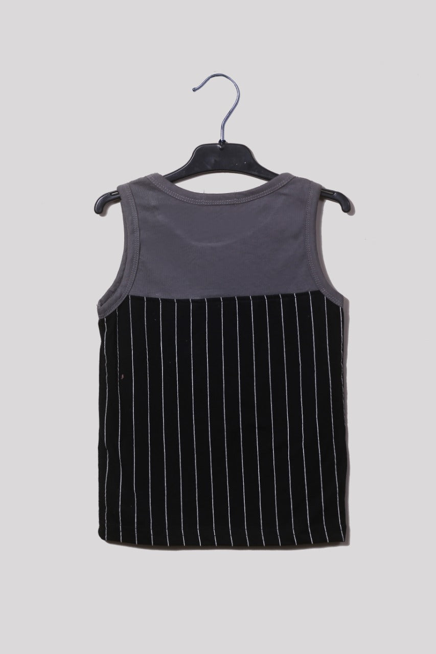 Grey, Black and white Stripes Sando for Boys Summer wear