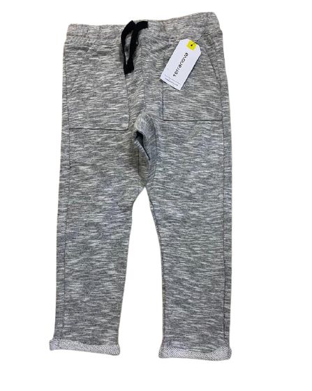 Grey Self Textured Boys Soft Terry Trousers