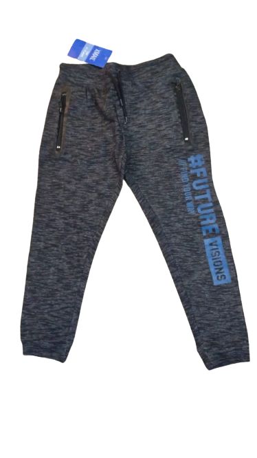 Charcoal with Blue Written Hashtag Soft Terry Trouser for 7 year Boy