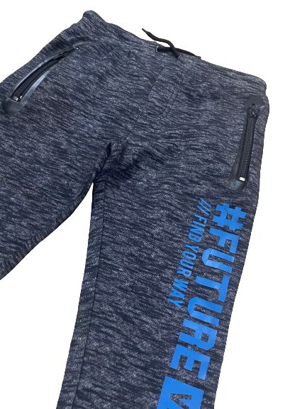 Charcoal with Blue Written Hashtag Soft Terry Trouser for 7 year Boy