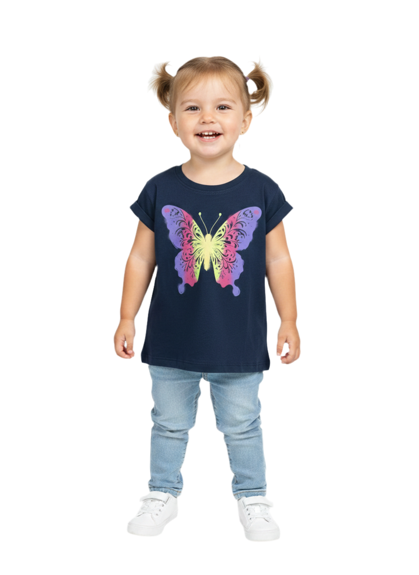 Navy Butterfly Printed T-shirt for Girls
