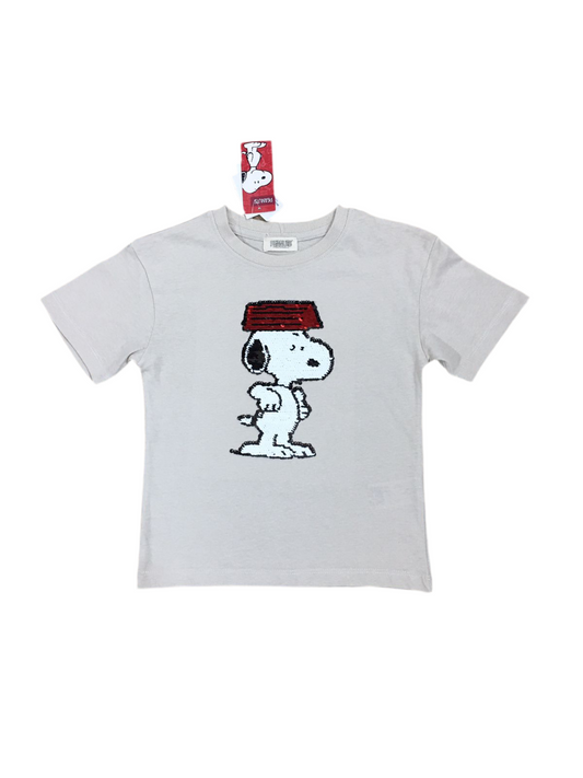 Beige Snoopy Sequence T-Shirt