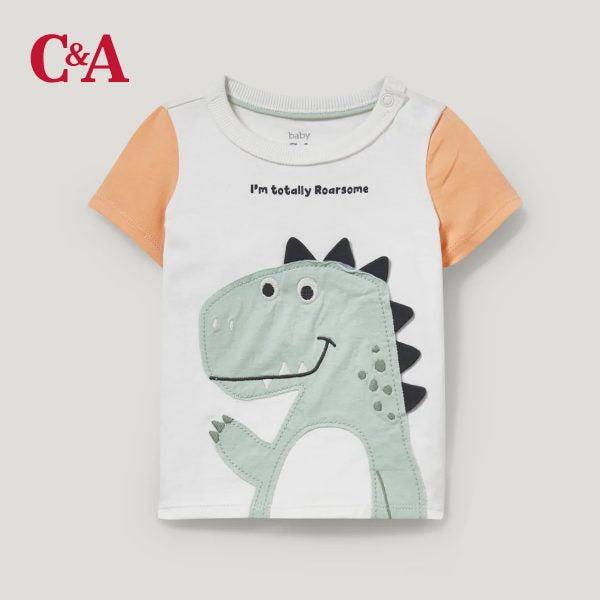 White Orange Dino T-Shirt