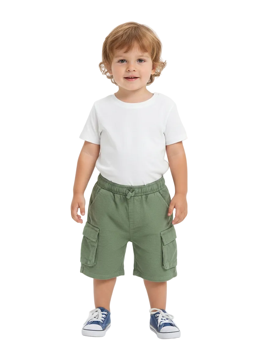 Zara Branded Cargo Shorts Plain Green (Minor defect)