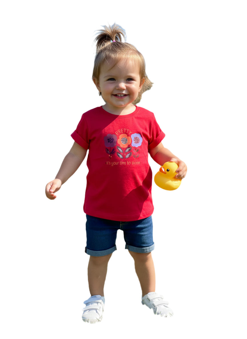 Pink flowers printed T-shirt for Girls