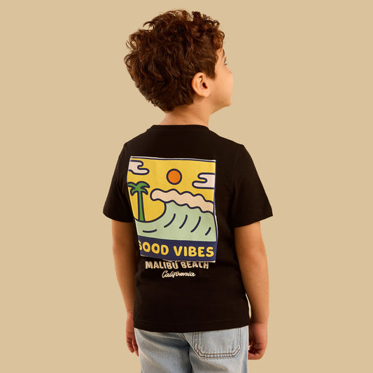 Max Branded Black Back Printed T-shirt