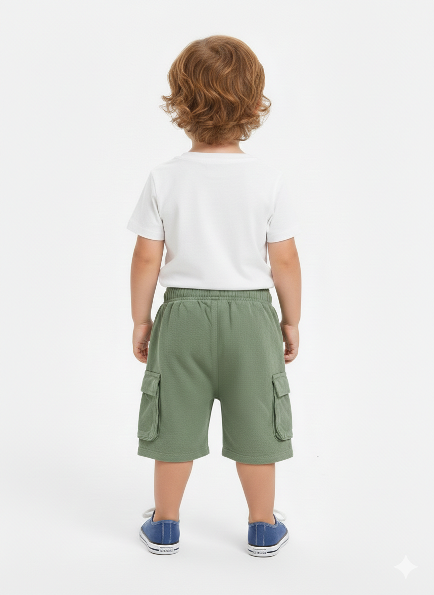 Zara Branded Cargo Shorts Plain Green (Minor defect)