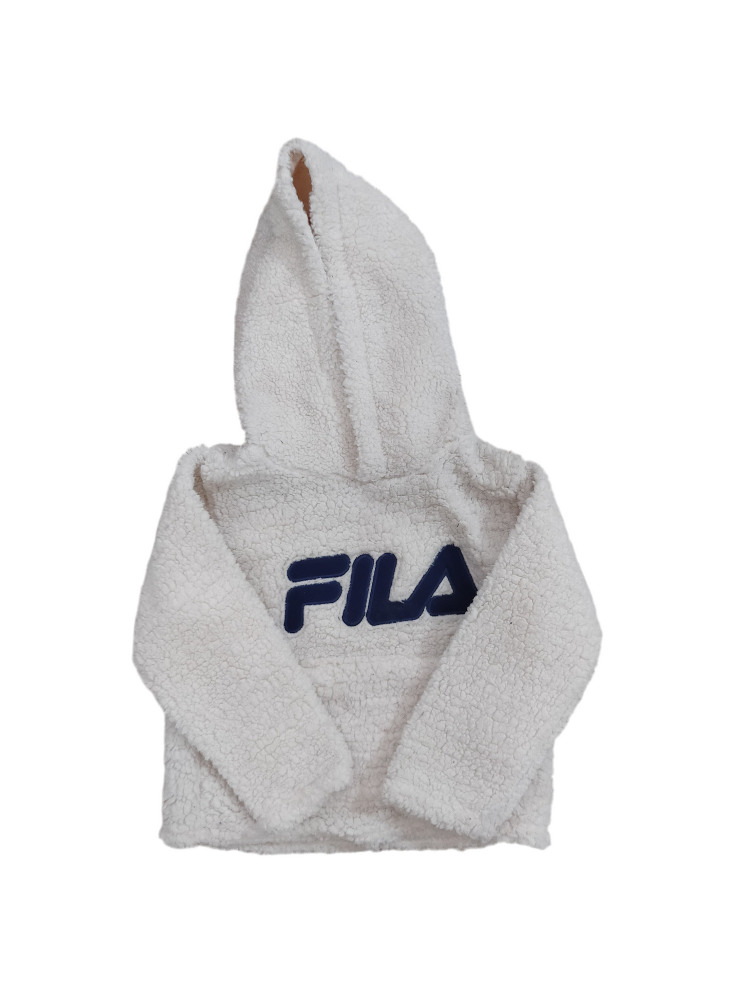 White FILA branded woolen hood