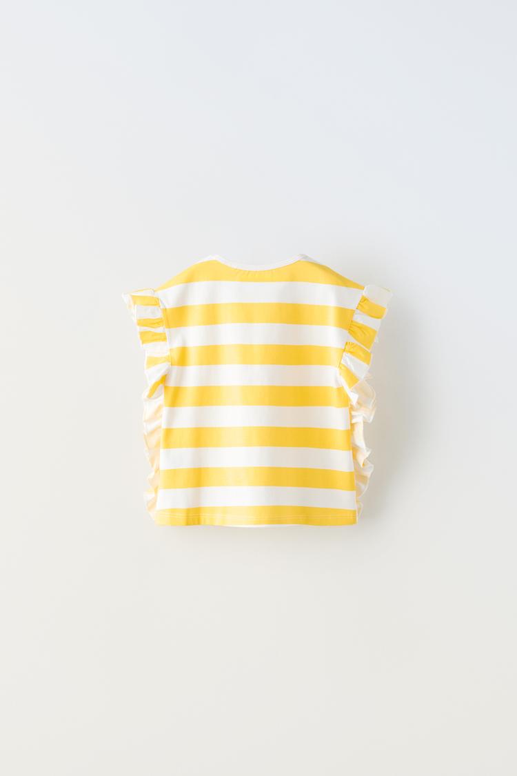 Striped T-shirt with Ruffle Trims