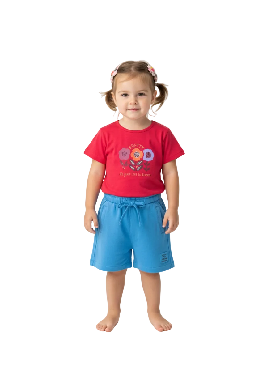 Pink flowers printed 2 PC Set for Girls