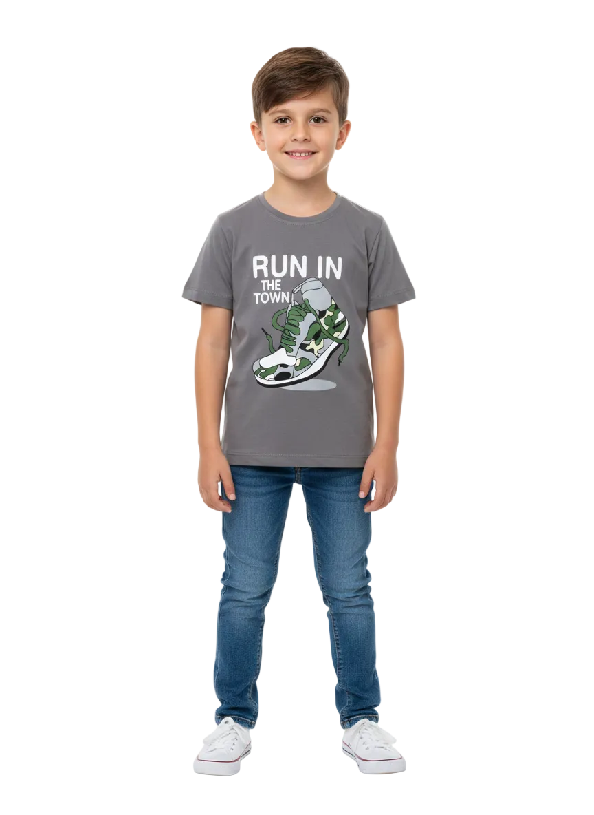 Grey Printed T-shirt for Boys