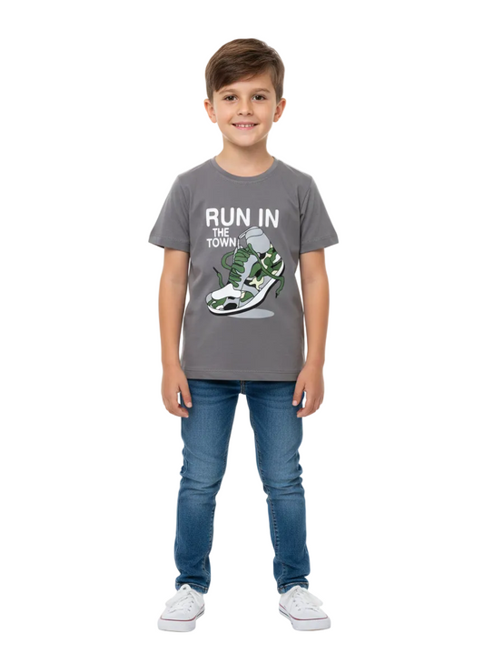 Grey Printed T-shirt for Boys