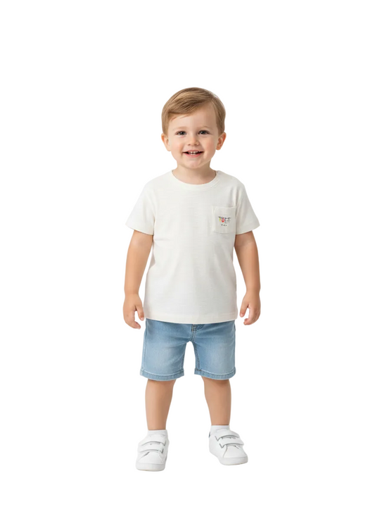 White Back Printed T-shirt for kids