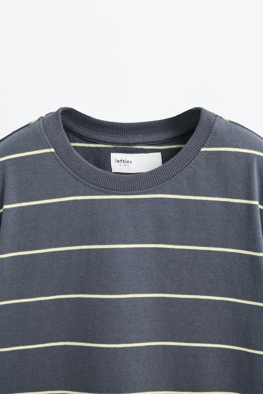Grey and White striped T-shirt