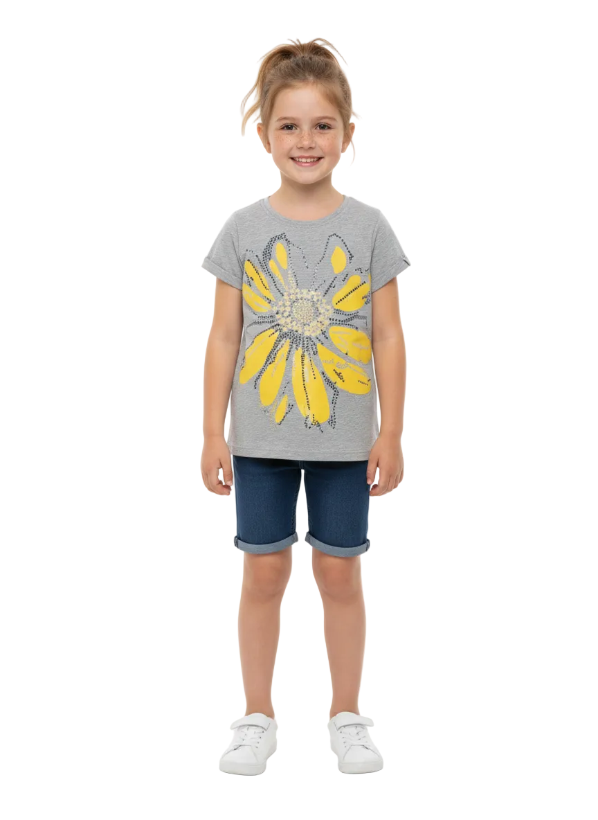 Grey Printed T-shirt for Girls