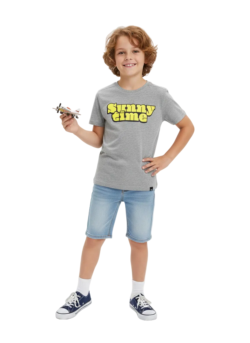 Grey Okaidi Branded Boys T-shirt