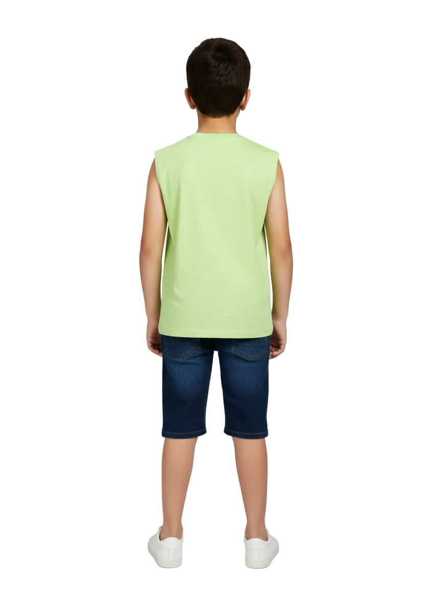 Neon Green Boys Sleeveless T-shirt