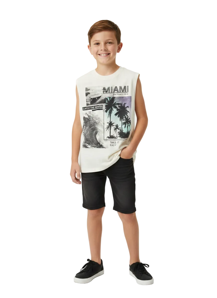 Miami Printed  Boys Sleeveless T-shirt