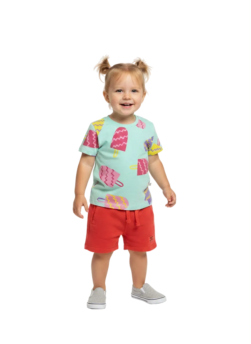 Ice Cream Printed Girls 2 PC Set