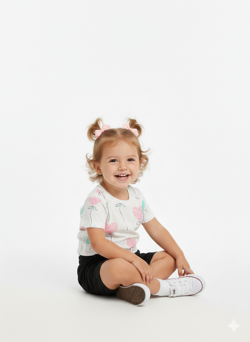 Hearts Printed Girls 2 PC Set