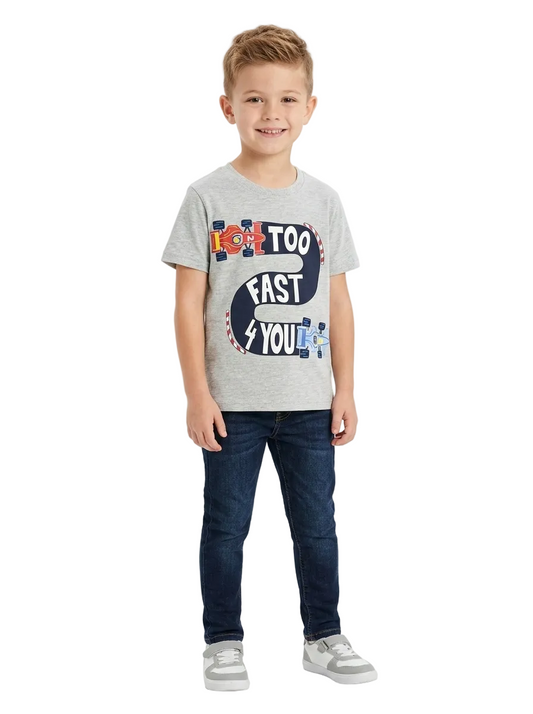 Pepco Branded Grey Cars Printed T-shirt