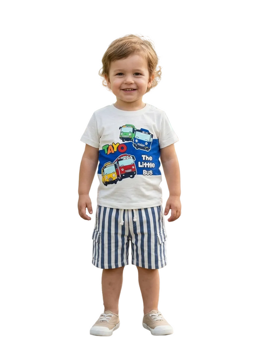 Tayo Bus Printed 2 PC Set for Boys