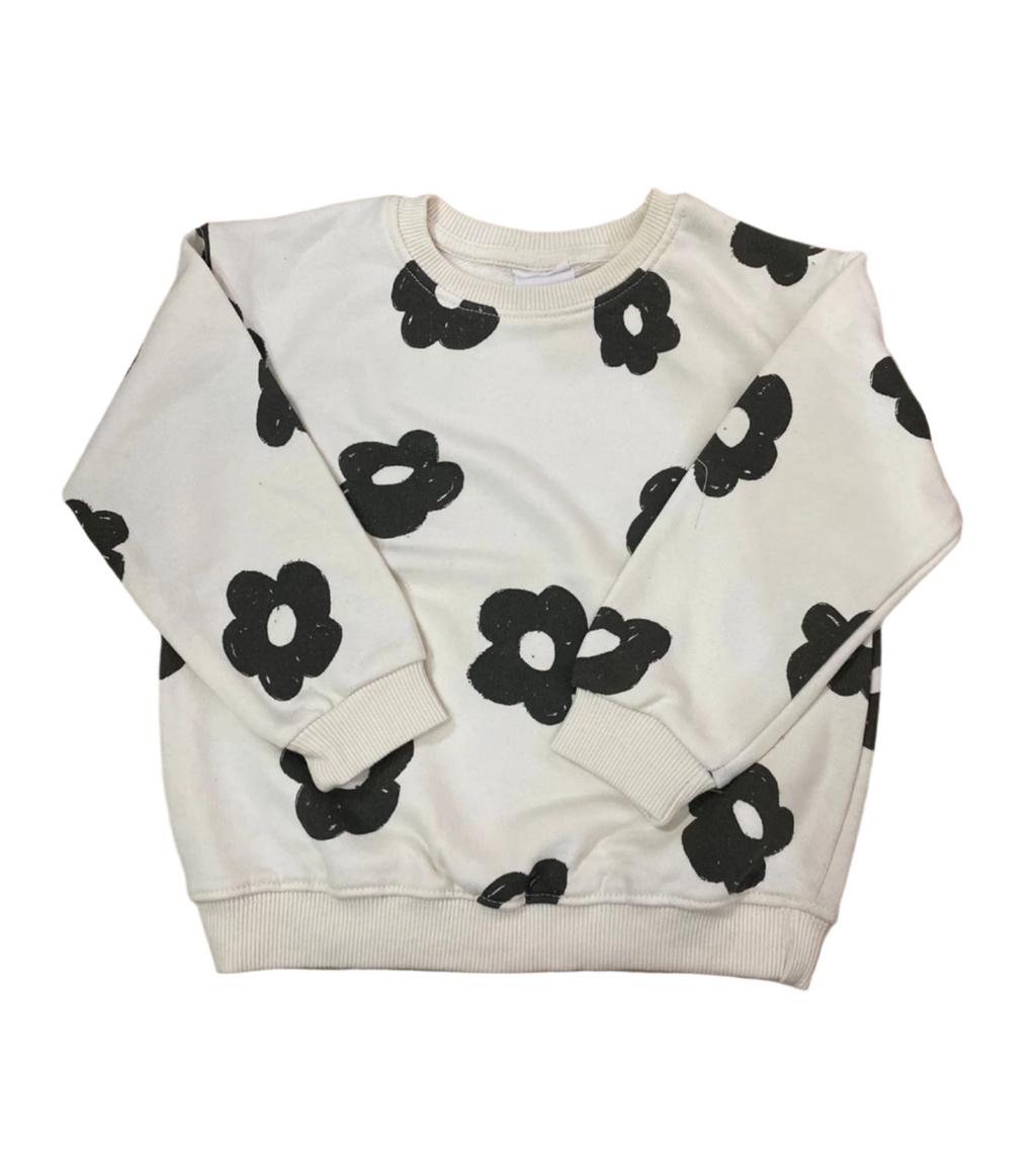 Black Flower Printed Sweatshirt