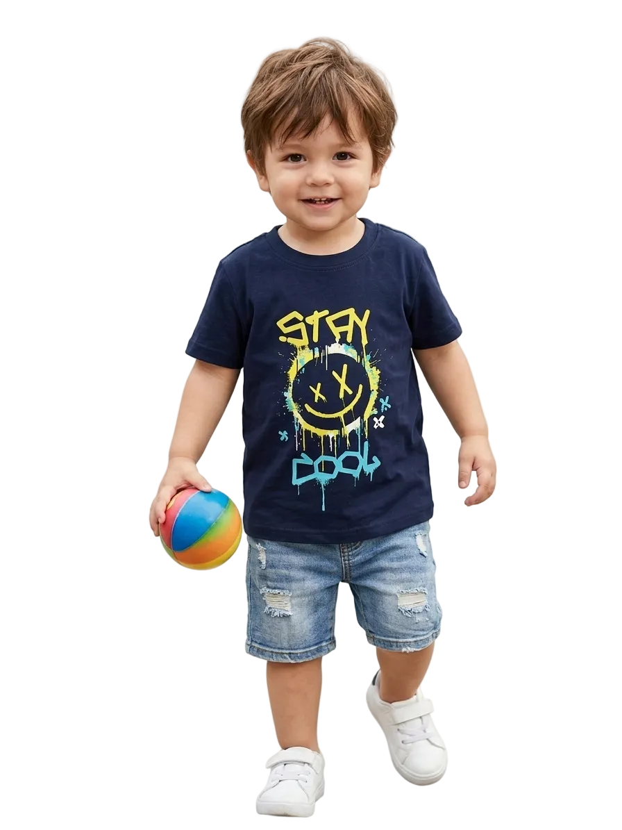 Stay Cool Printed T-shirt - Navy