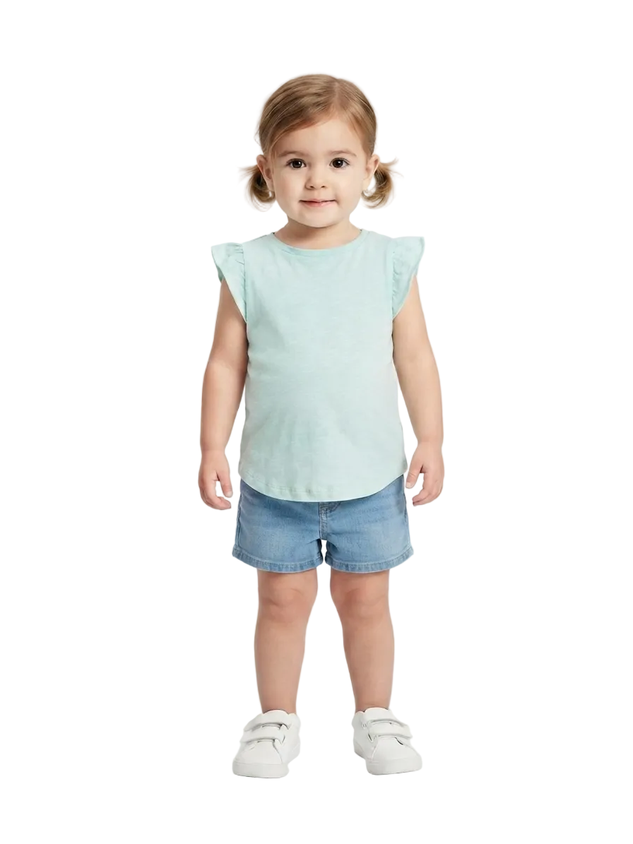 Solid Sky Blue T-Shirt for baby girl 2-3 year (Minor def)