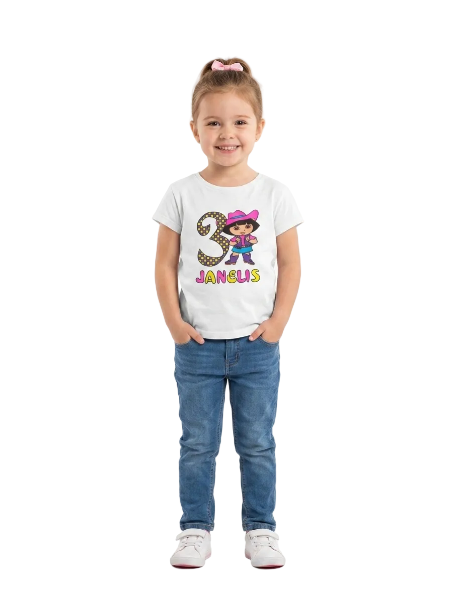 Skinni Minni Branded Dora Tshirt for baby girl 5, 6 & 7 year (Minor def)