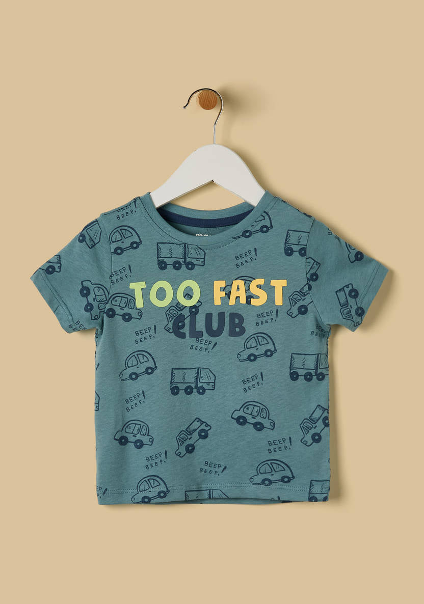 Max branded Car Print Soft Cotton T-shirt (12-18 months)