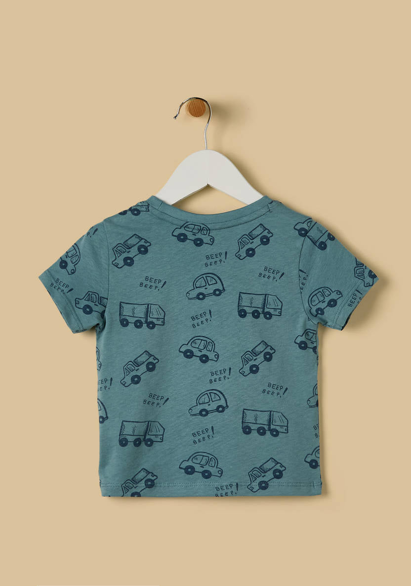 Max branded Car Print Soft Cotton T-shirt (12-18 months)