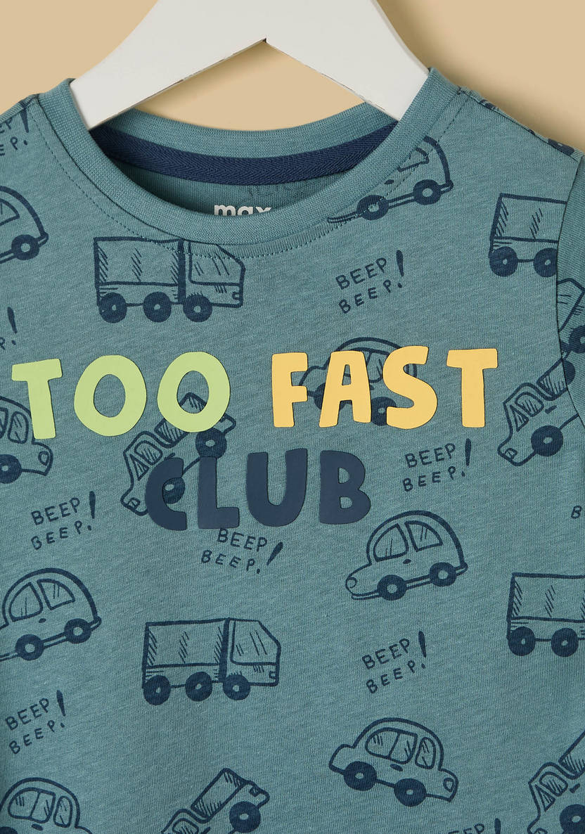 Max branded Car Print Soft Cotton T-shirt (12-18 months)
