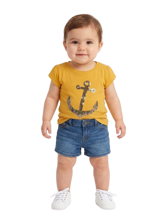 Branded Yellow T-shirt for girls 6-9 months (minor defect)