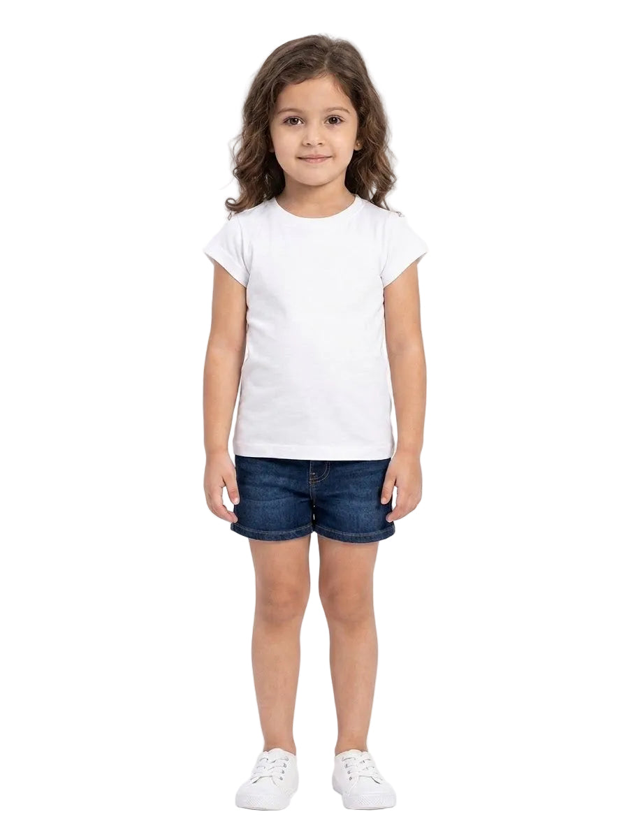Skinni Minni Branded White Solid Tshirt for baby girl 4 year (Minor def)