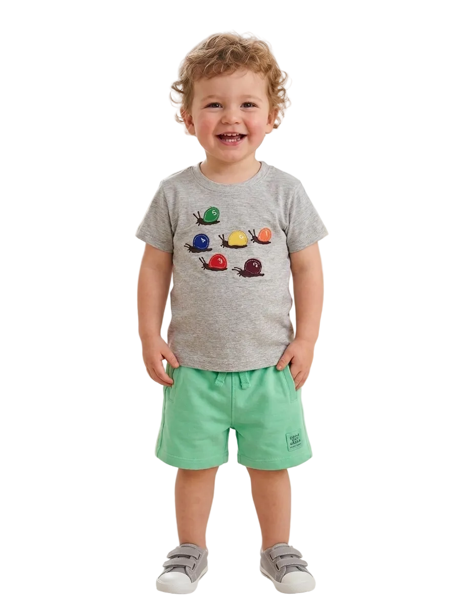 Grey Embroidered 2 PC Set for Kids