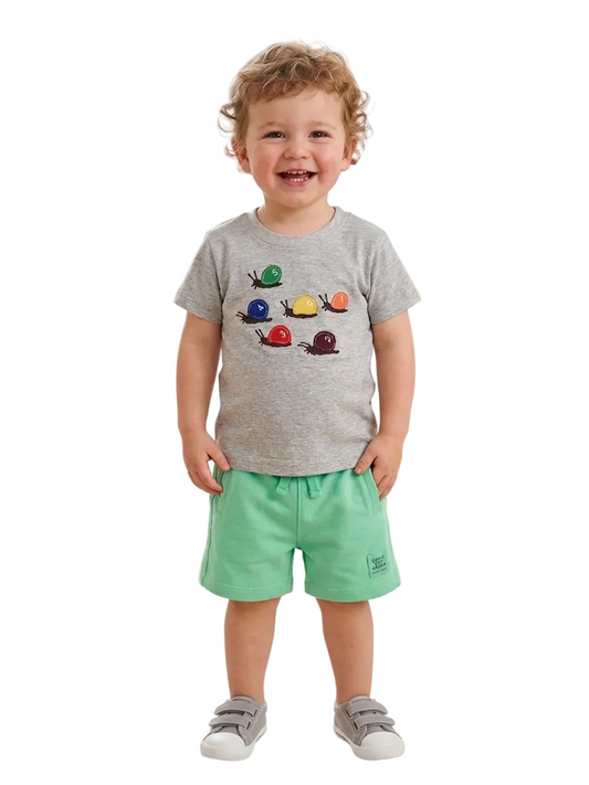 Grey Embroidered 2 PC Set for Kids