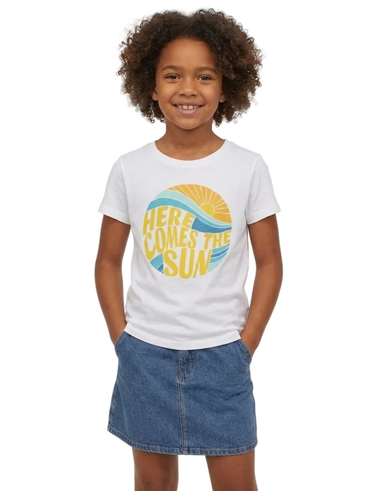 White Printed Girl Tshirt (Defect)