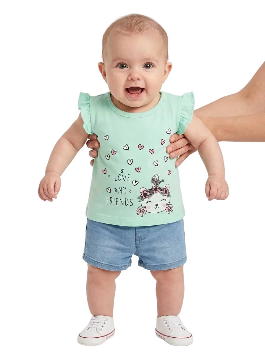 Max Branded Catty T-shirt for girls 3-6 months (minor defect)