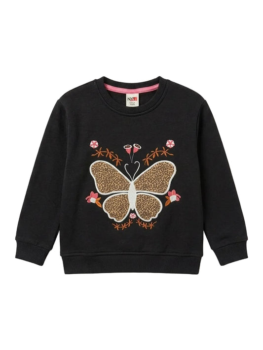 Butterfly Embroidered Sweatshirt for Girls